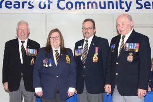From left: Membership Chair Robert O’Hara, Past President Pamela Deline, current President George Kish and Past President Jim Rutledge. Photo/Craig Bakay